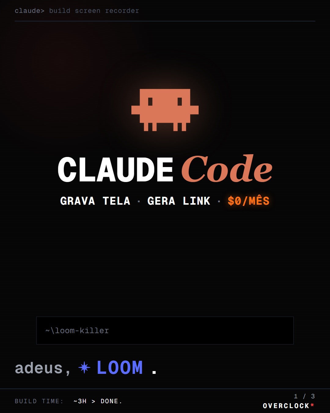 Gravador de tela vibe coding — $0/mês